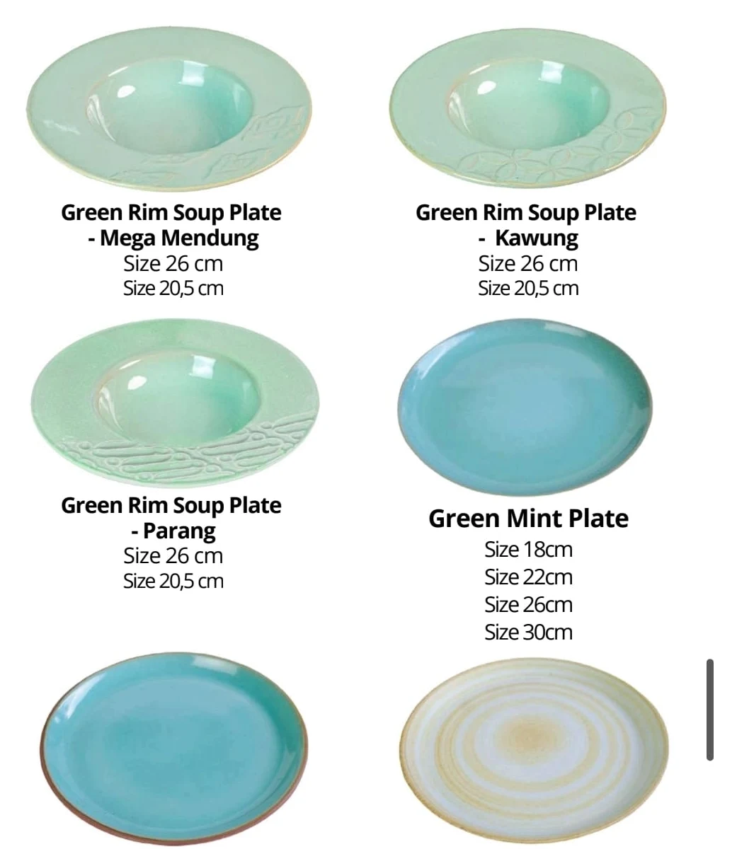 Green Rim & Green Mint Plate Collection ceramic collection